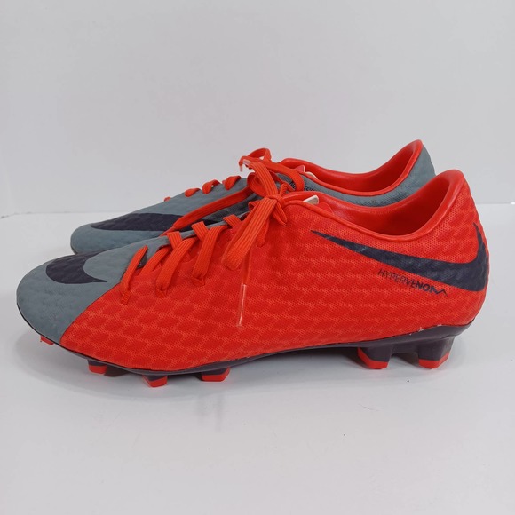 Nike Women's 9 Hypervenom Phelon 3 Soccer Cleats Red Gray NikeSkin - Picture 3 of 9